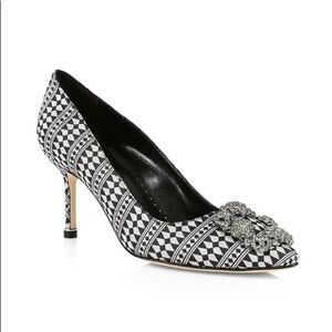 Manolo Blahnik Hangisi 70 Embellished Print Pumps